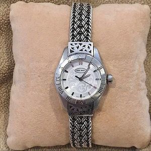 LOIS HILL Sterling Silver Roman Bezel Swiss Watch